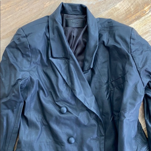NWT Anthropologie Angela Vegan Leather Double-Breasted Blazer S - Picture 8 of 9